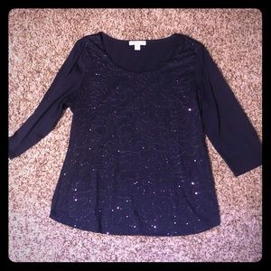 Coldwater Creek deep purple sequin shirt
